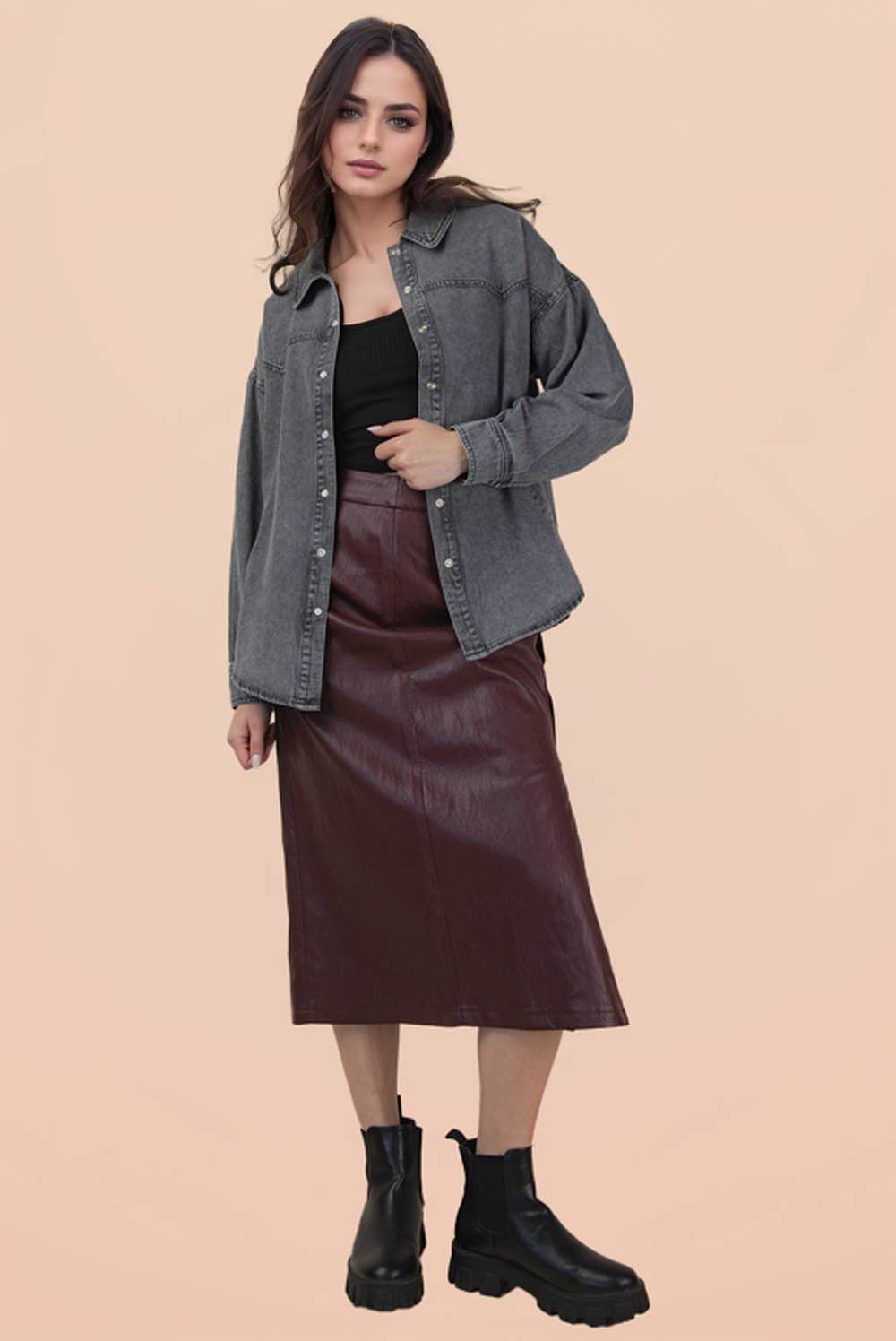 Oversized Washed Denim Top