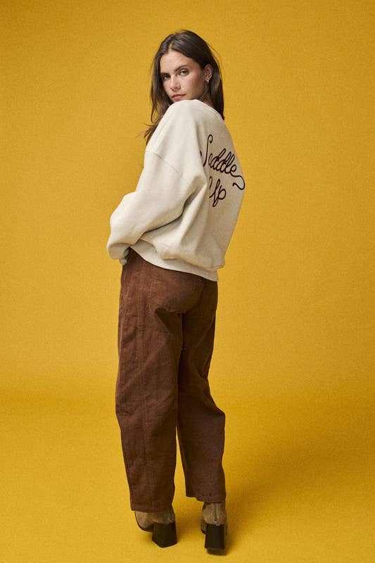 “Saddle Up” Embroidered Crewneck