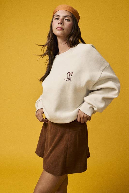 “Saddle Up” Embroidered Crewneck