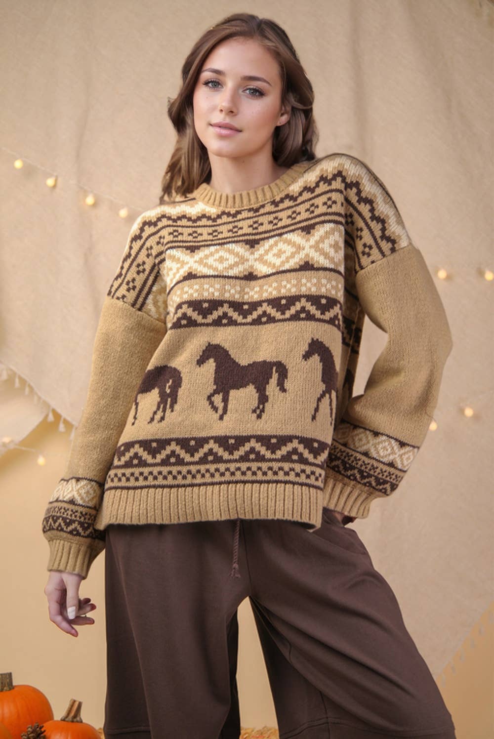 South West /Horse Oversized Knit Sweater