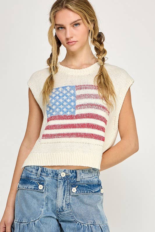 USA Flag Sweater Vest