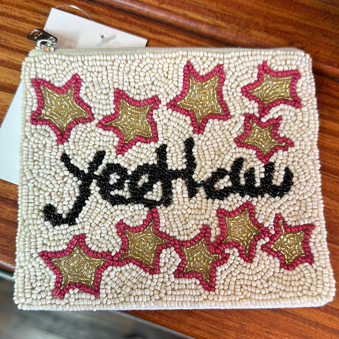 Beaded “Yeehaw” coin purse