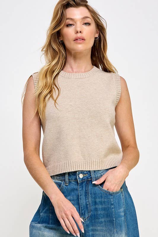 Taupe Sleeveless Knit Top
