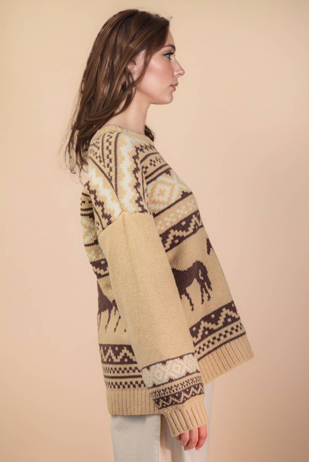 South West /Horse Oversized Knit Sweater