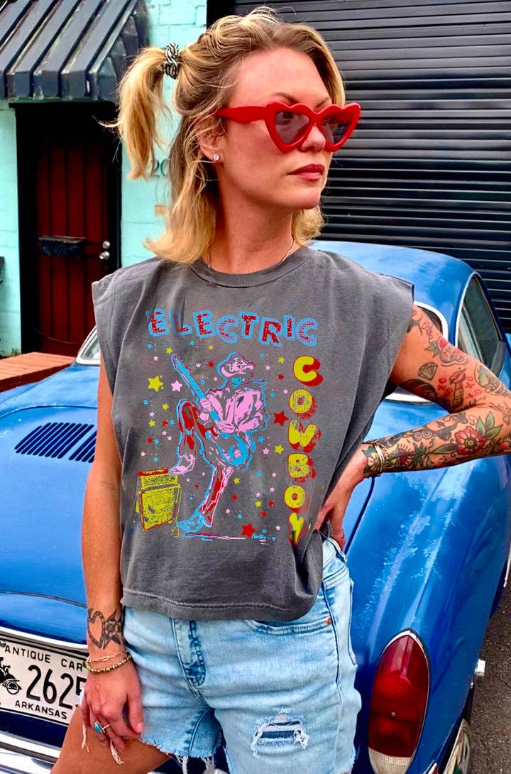 Electric Cowboy Boxy Muscle Crop Tee
