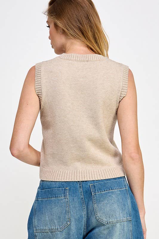 Taupe Sleeveless Knit Top