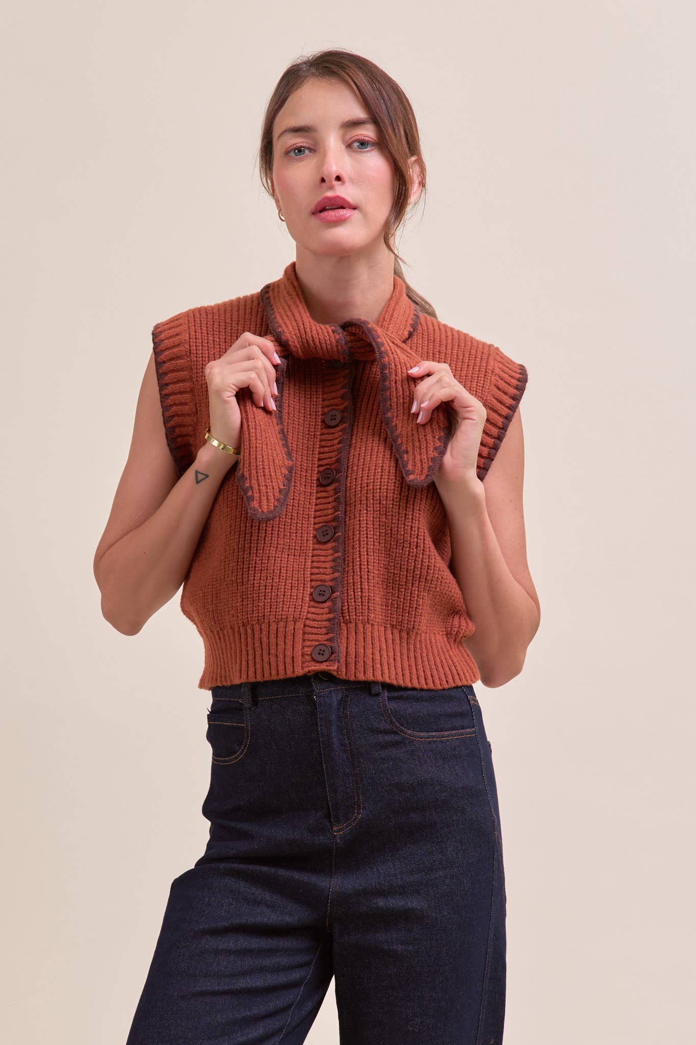 Tie Neck Sweater Vest