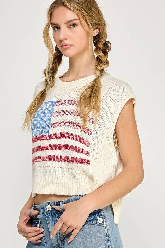 USA Flag Sweater Vest
