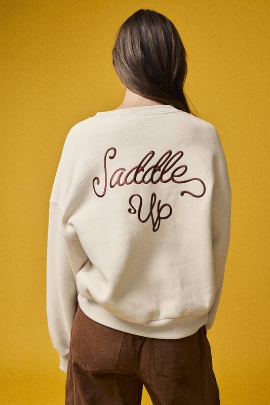 “Saddle Up” Embroidered Crewneck