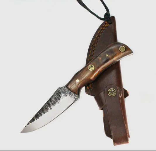 Neck knife w/ forge scales rosewood grip TC-003