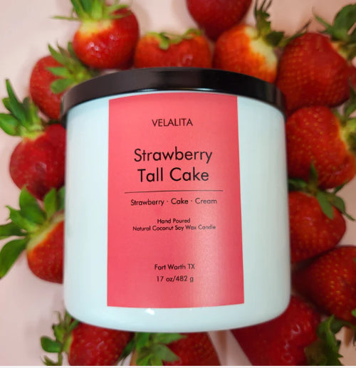 Strawberry Tall Cake Candle 17oz