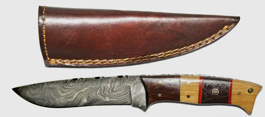 Damascus hunting knife TD-192 walnut/olive wood handle