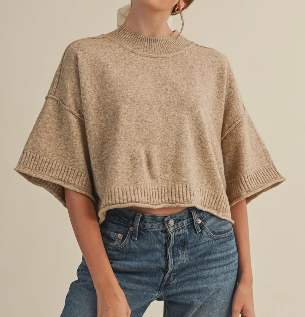 Marled Knit Sweater (Short Sleeve)