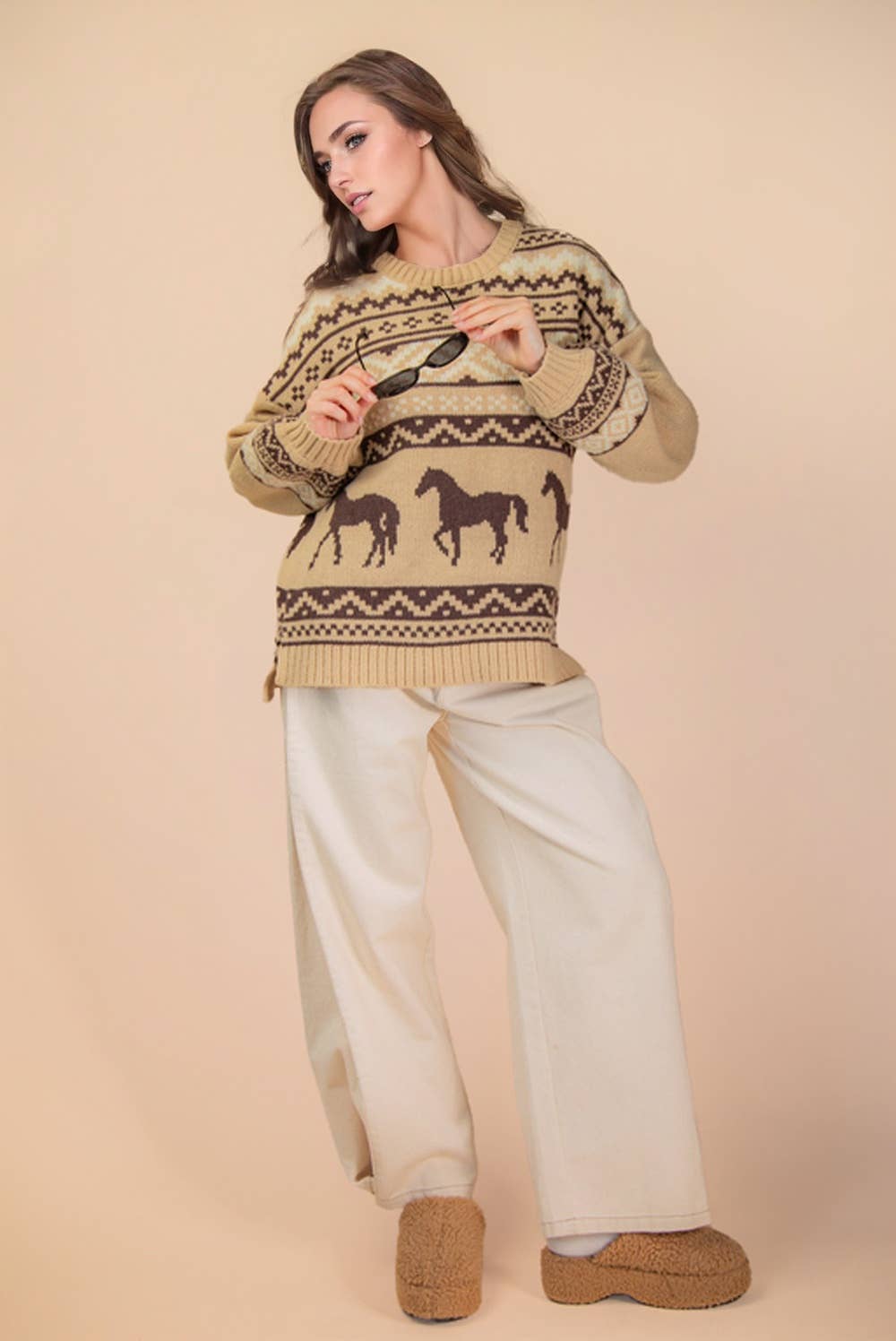 South West /Horse Oversized Knit Sweater