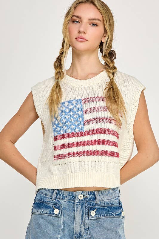 USA Flag Sweater Vest