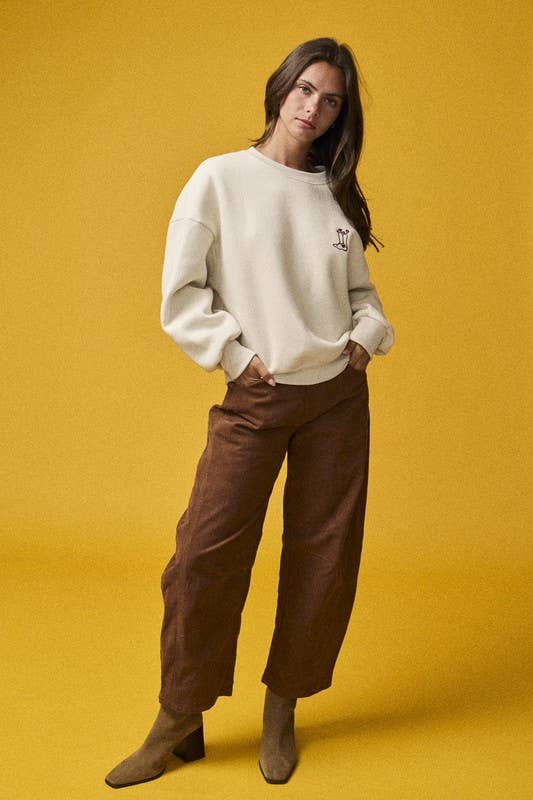 “Saddle Up” Embroidered Crewneck