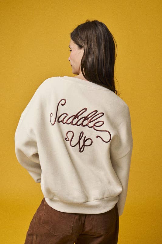 “Saddle Up” Embroidered Crewneck