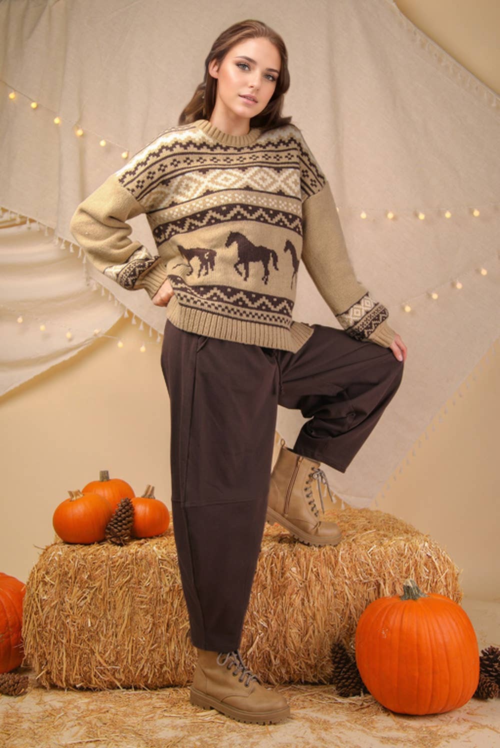 South West /Horse Oversized Knit Sweater