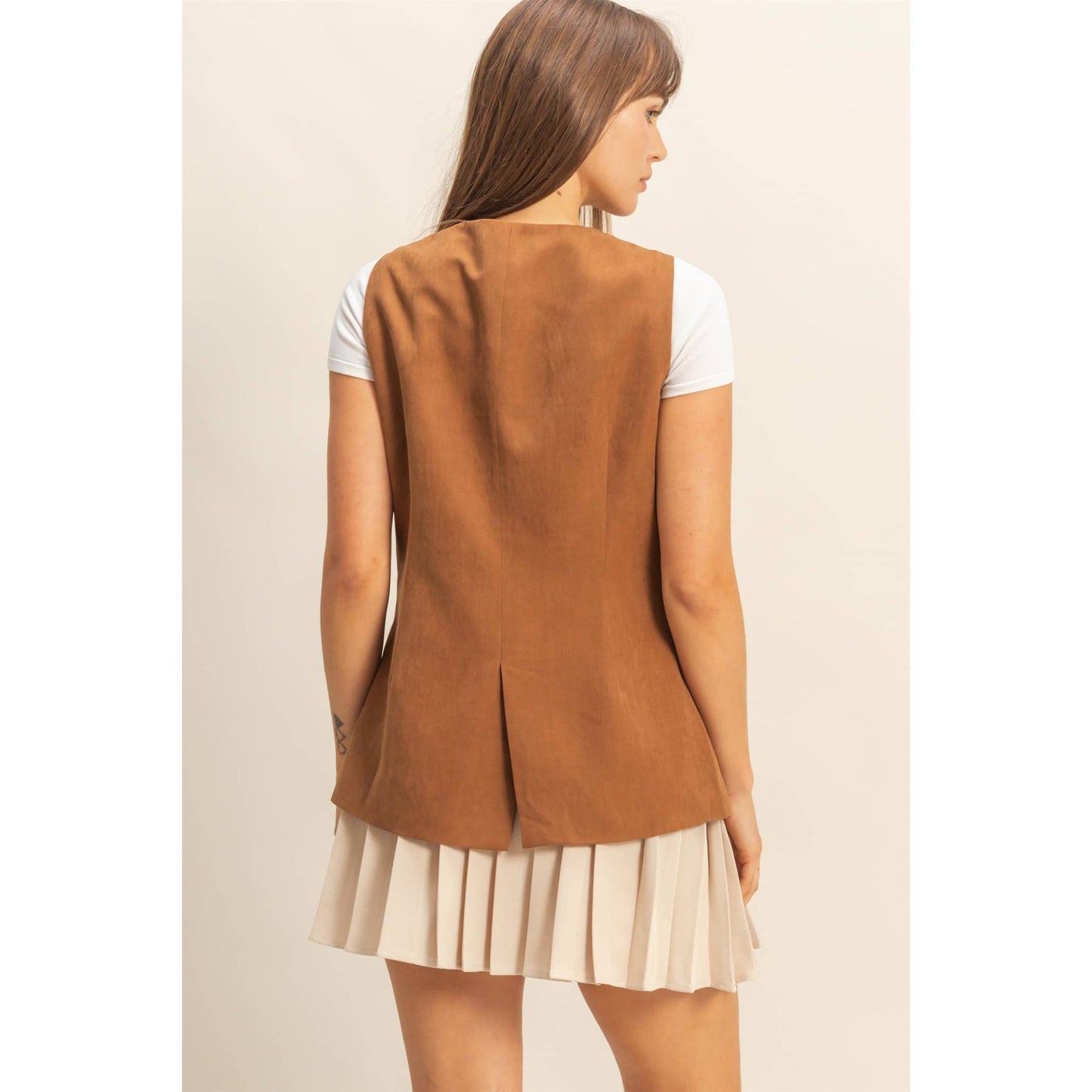 V-Neck Tailored Vest BROWN
