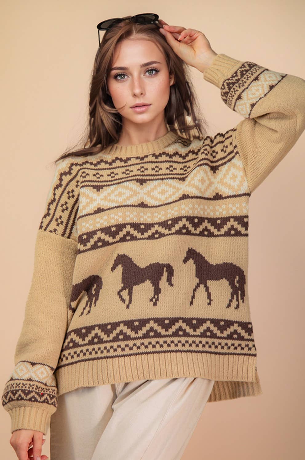 South West /Horse Oversized Knit Sweater