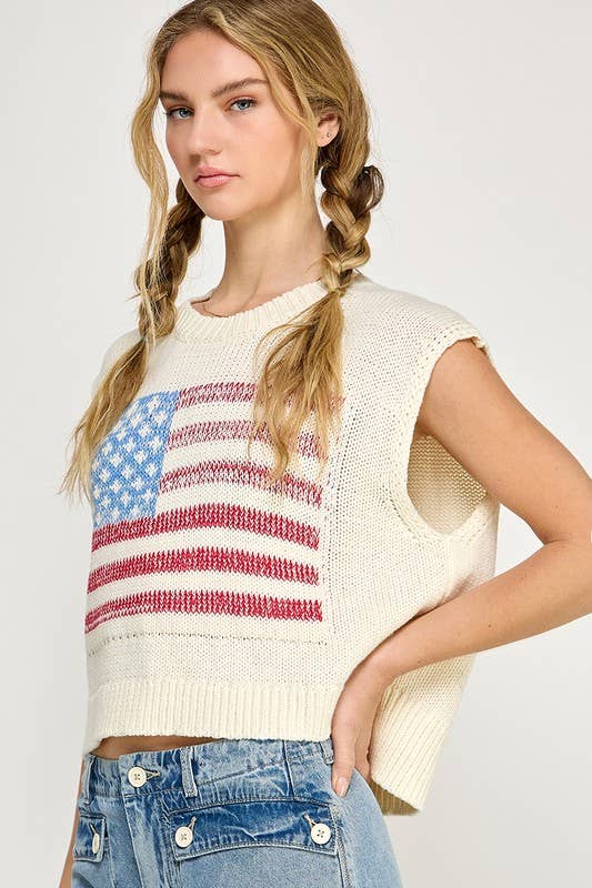 USA Flag Sweater Vest
