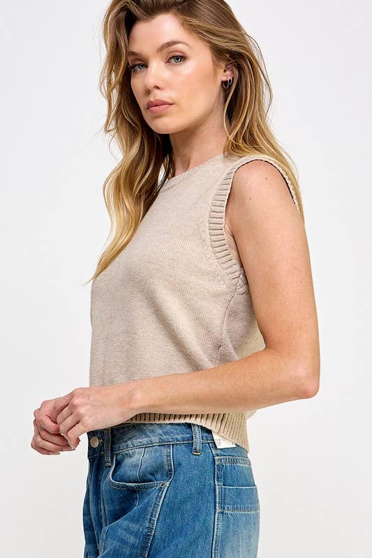 Taupe Sleeveless Knit Top