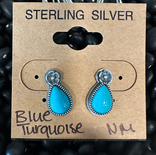 Blue Turquoise Sterling Silver Drop earrings