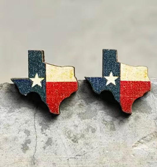 Texas State Wooden Earrings