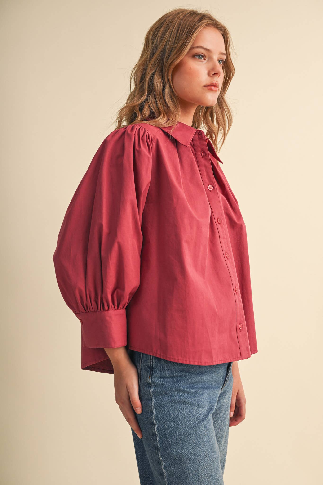 &Merci Puff Sleeve Button Down