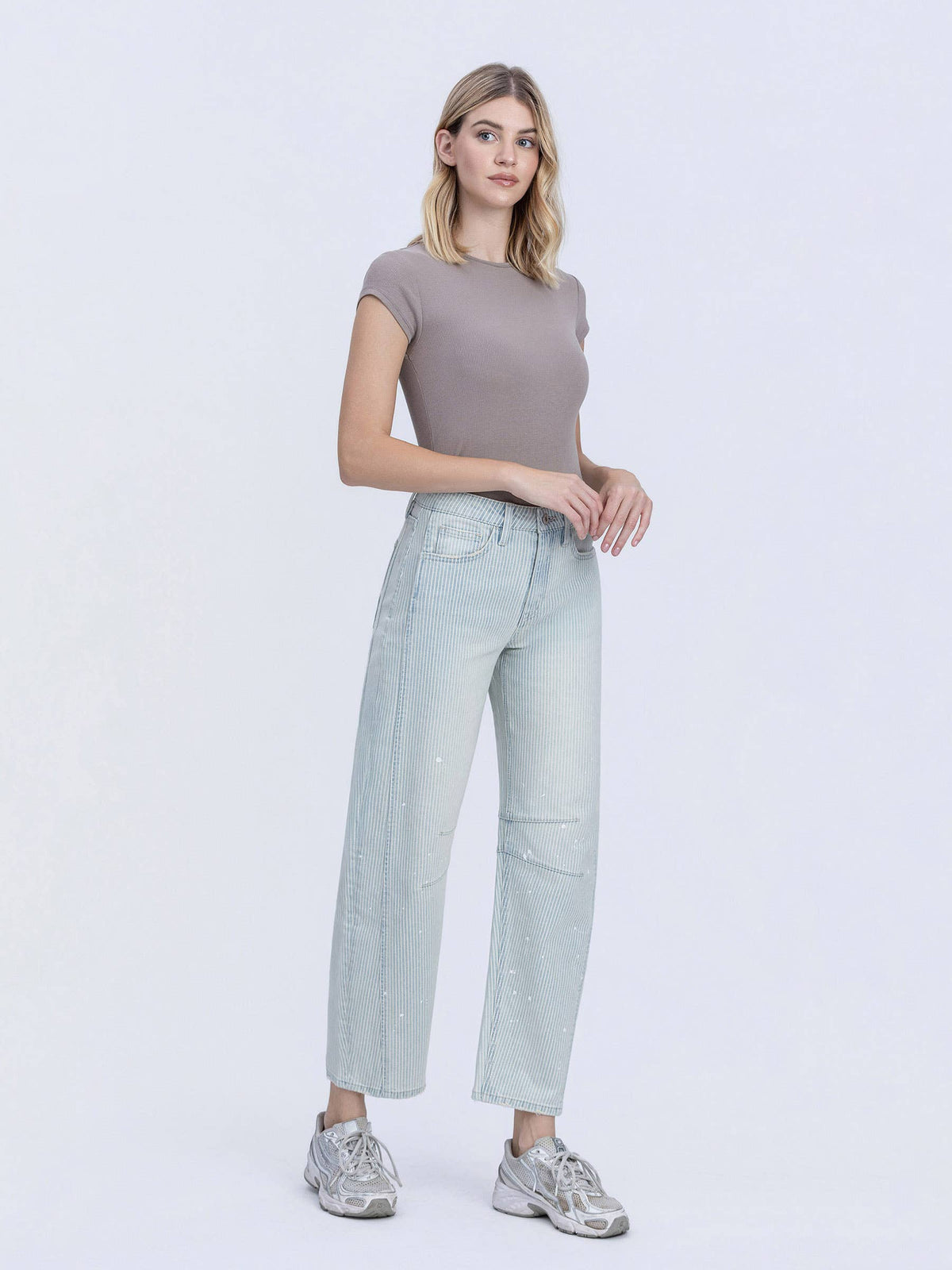 Kate HR Striped Paint Barrel Jeans