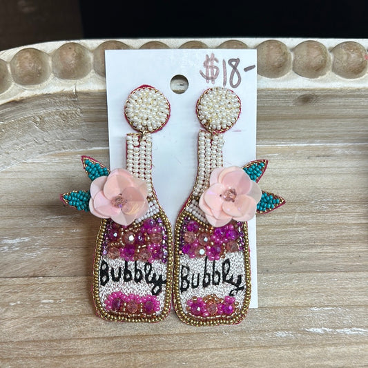 Flower Bubble Bottle Beaded Earrings