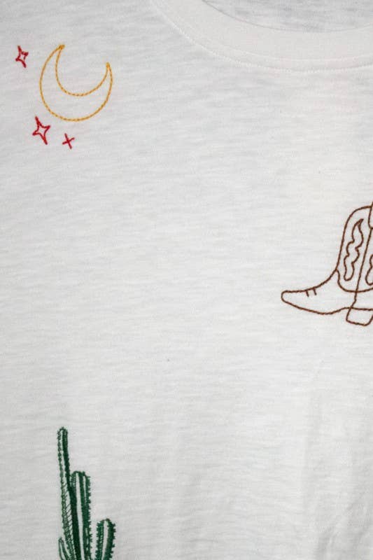 Cowgirl Things-Embroidered Oversized Tee