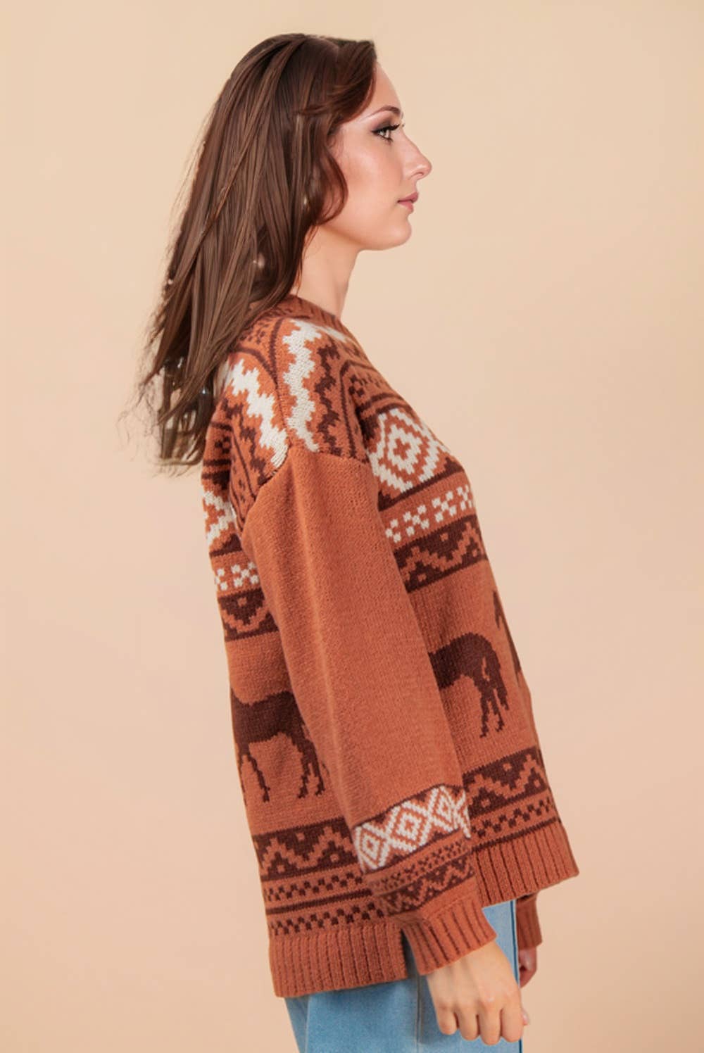 South West /Horse Oversized Knit Sweater