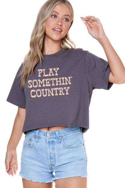 Play Somethin' Country Crop Tee (INK)