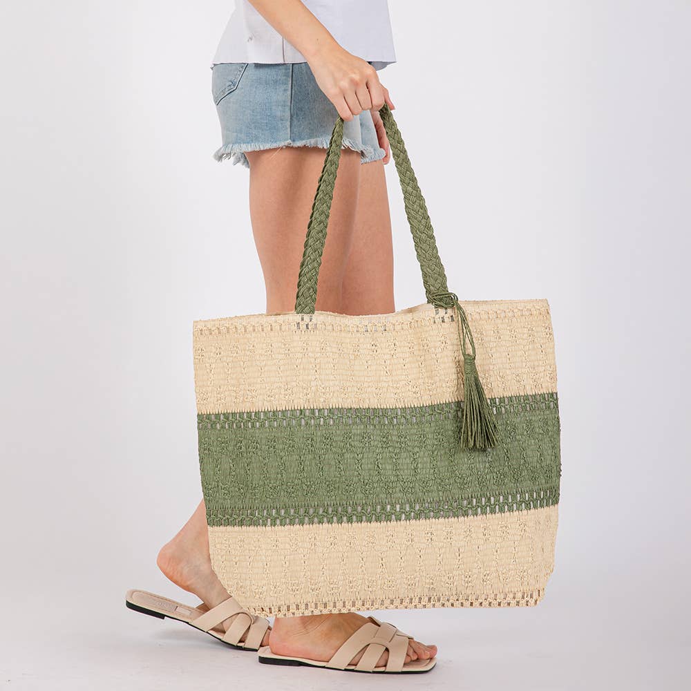 Straw Tote Bag Olive