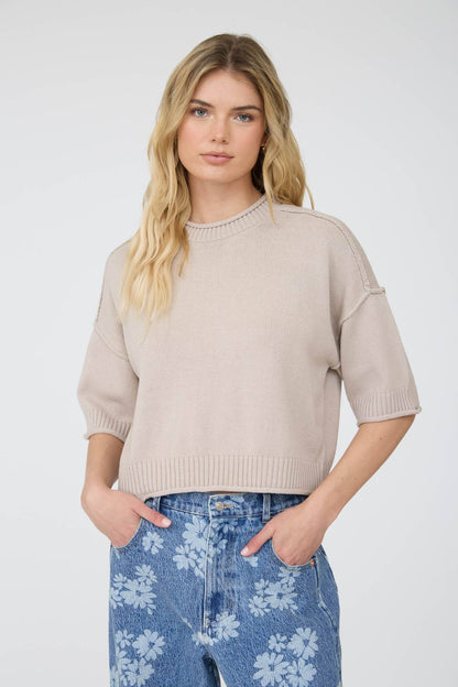 Drop Shoulder Knit Top (Steel)