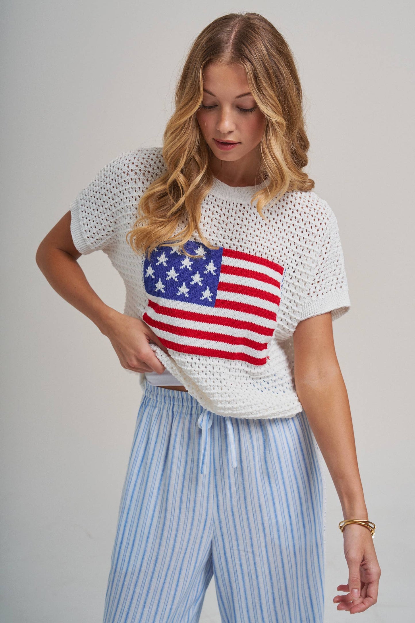 American Flag light weight sweater