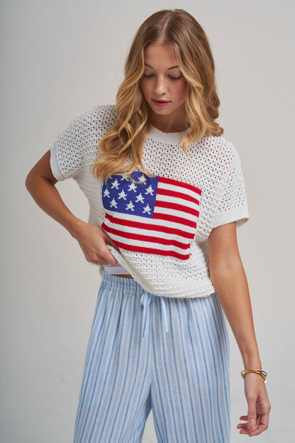 American Flag light weight sweater