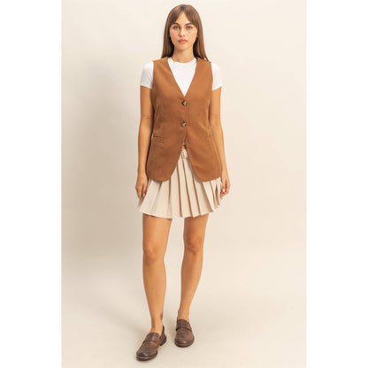 V-Neck Tailored Vest BROWN
