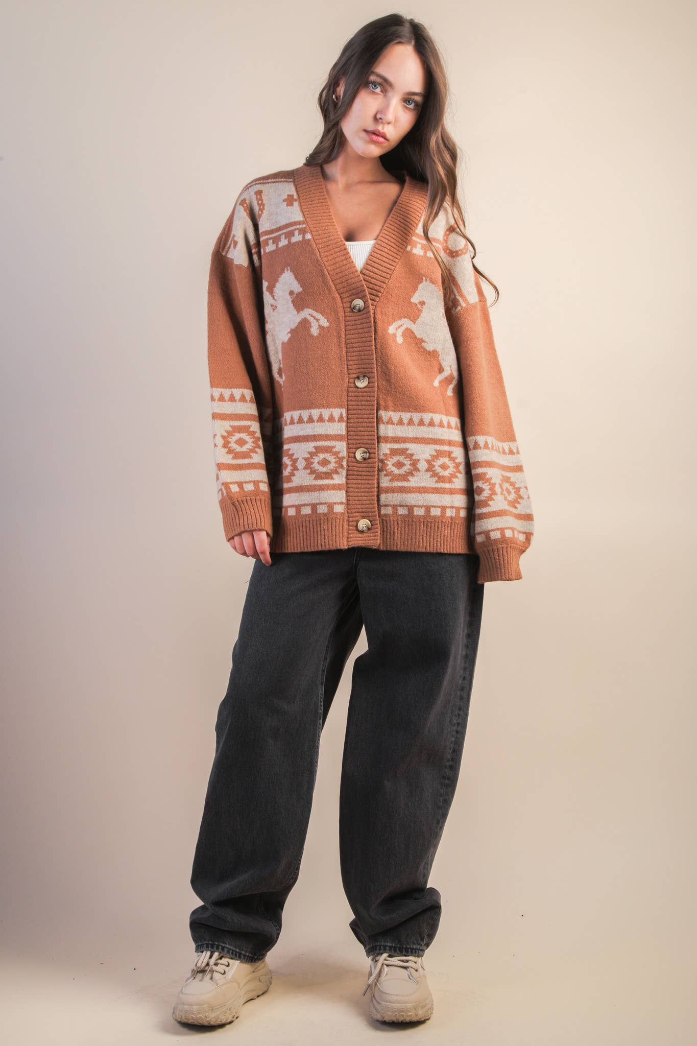 Oversized Western Cadigan: OLIVE