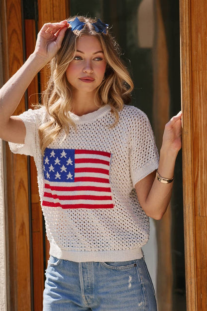 American Flag light weight sweater