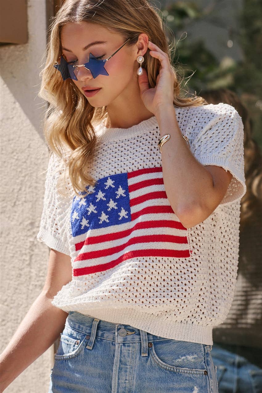 American Flag light weight sweater