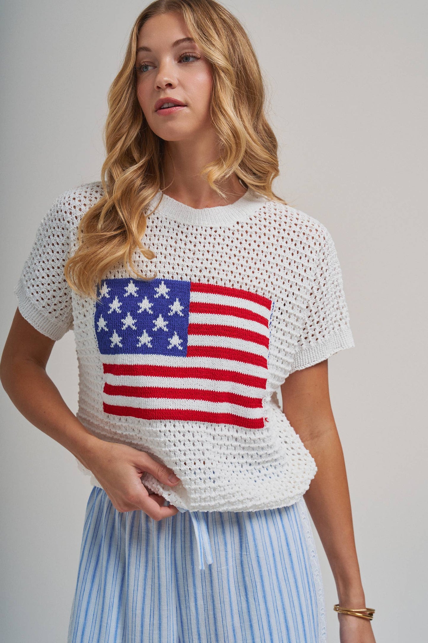 American Flag light weight sweater