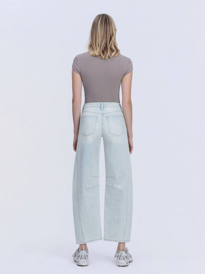 Kate HR Striped Paint Barrel Jeans
