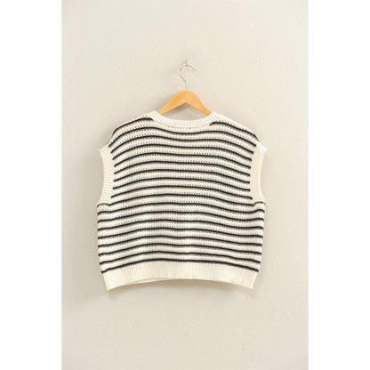 Striped Sleeveless Crew Neck Top