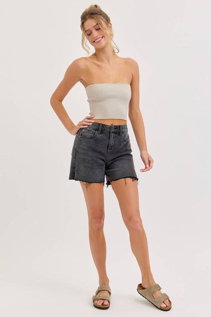 Cello Mid Rise Distressed Short (w/Side Slit)