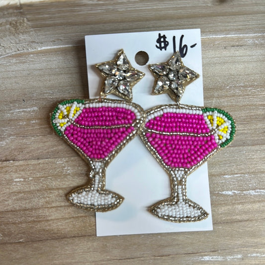 Pink Margarita Beaded Earrings