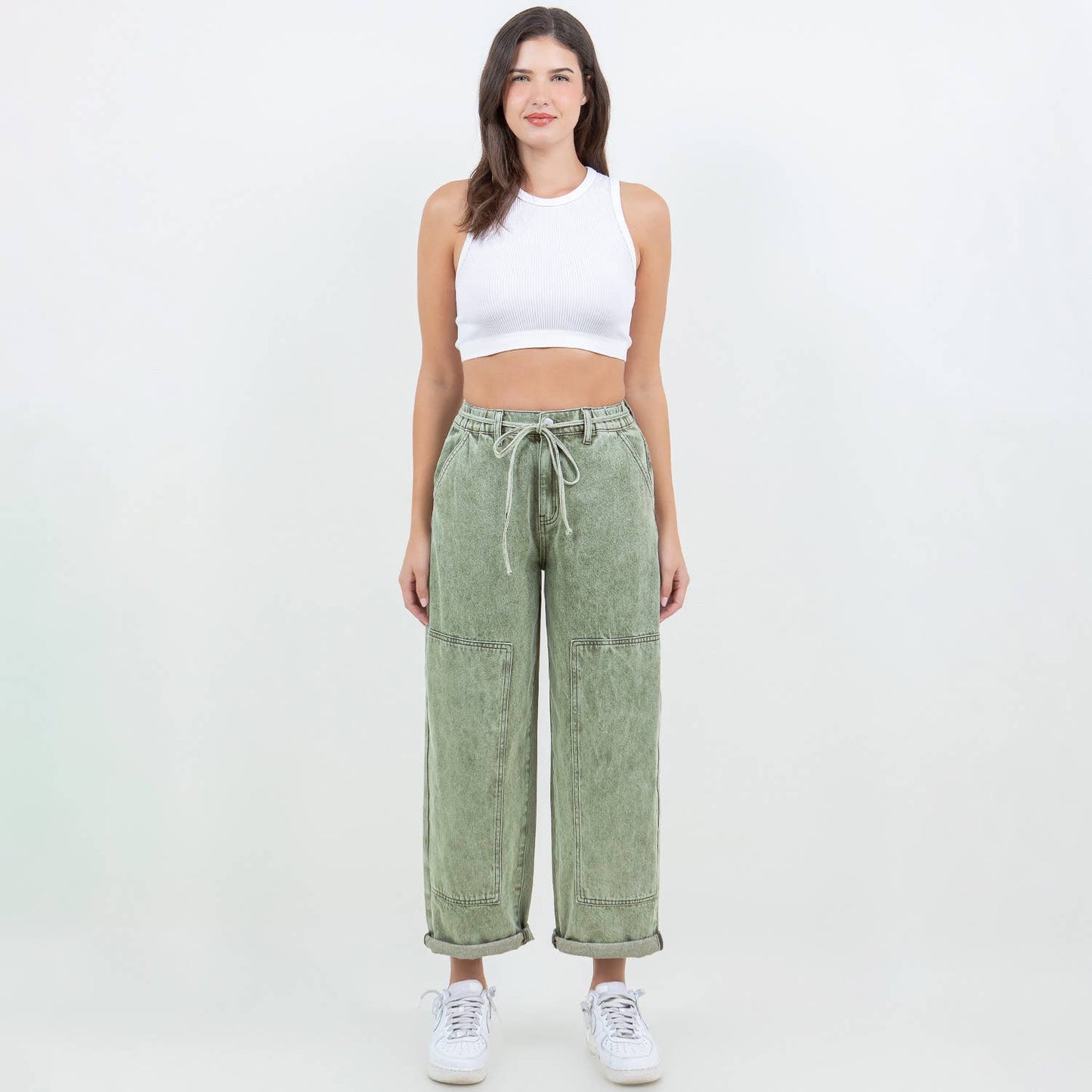 AB BARREL OLIVE WASH JEANS