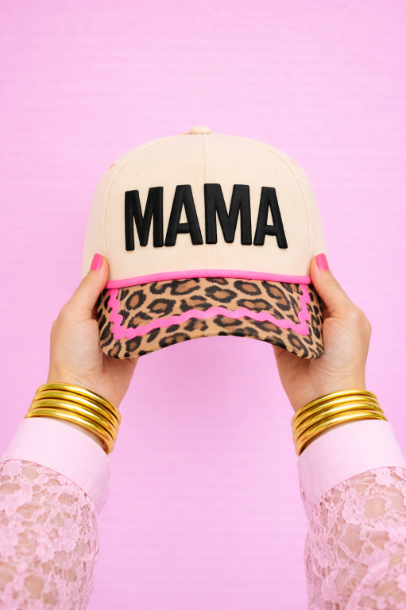 "MAMA" leopard print cap