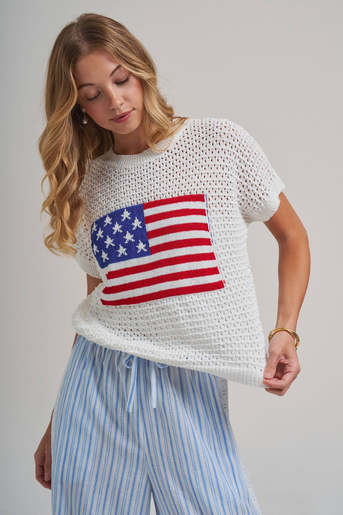 American Flag light weight sweater